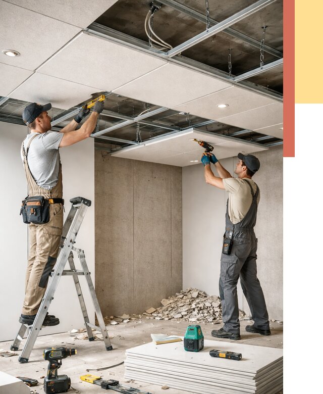 Монтаж акустического потолка в Видном от 6728 руб/м2 — быстро и недорого | ОТДЕЛОЧНИК-Вдн