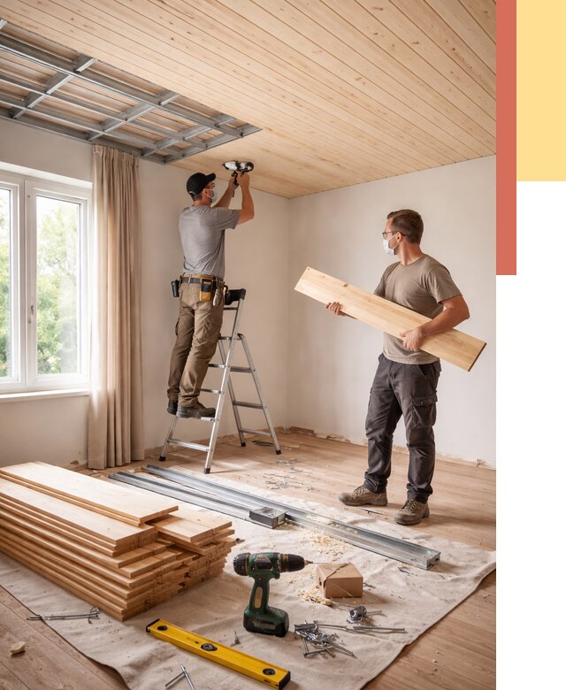 Монтаж потолка из вагонки в Видном от 6728 руб. | Быстро и недорого — ОТДЕЛОЧНИК-Вдн