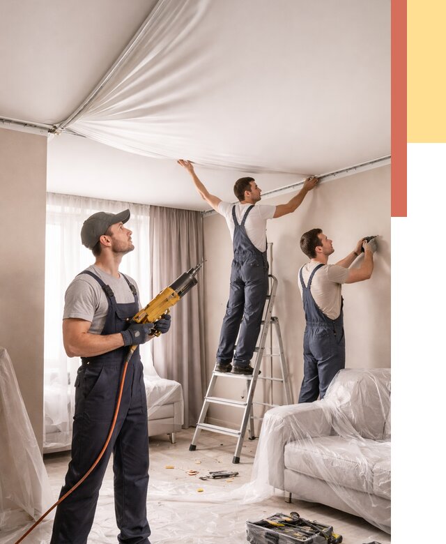 Установка натяжного потолка в Видном от 4658 руб. | Быстро и недорого — ОТДЕЛОЧНИК-Вдн