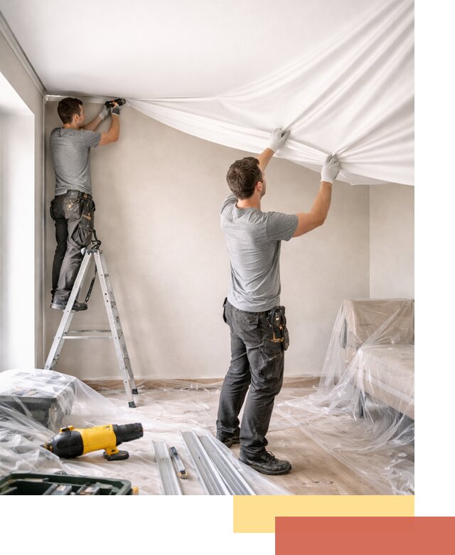 Монтаж тканевого натяжного потолка в Видном недорого и быстро