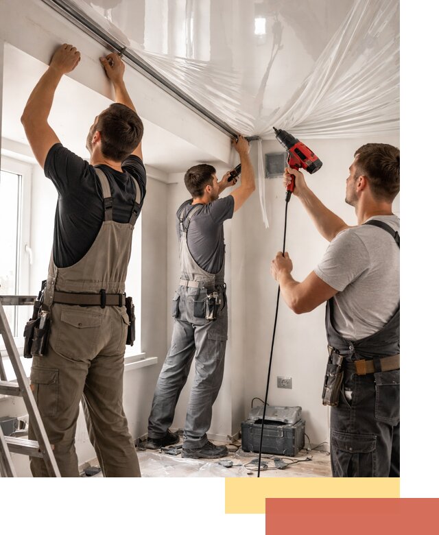 Монтаж глянцевого натяжного потолка в Видном быстро и качественно