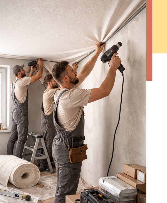 Монтаж фактурного натяжного потолка в Видном от 776 руб. — ОТДЕЛОЧНИК-Вдн