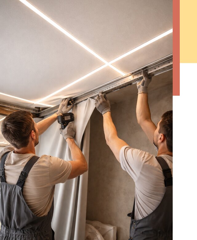 Монтаж натяжного потолка со световыми линиями в Видном от 1242 руб. | ОТДЕЛОЧНИК-Вдн