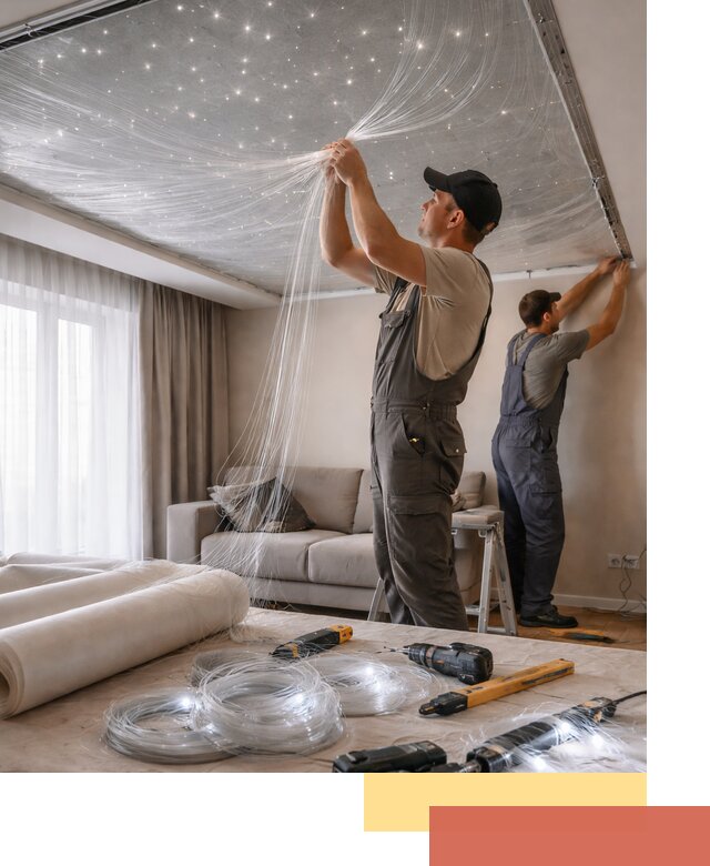 Монтаж натяжного потолка «Звездное небо» в Видном