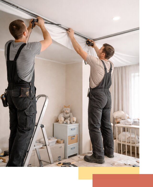 Монтаж натяжного потолка в детской комнате в Видном