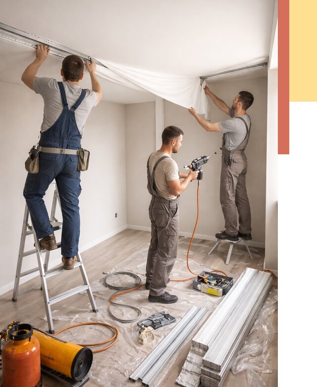 Монтаж натяжного потолка в студии в Видном от 5693 руб. — быстро и недорого | ОТДЕЛОЧНИК-Вдн