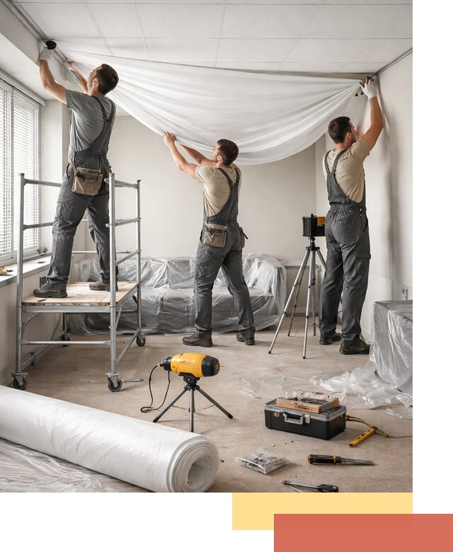 Монтаж натяжного потолка в офисе в Видном