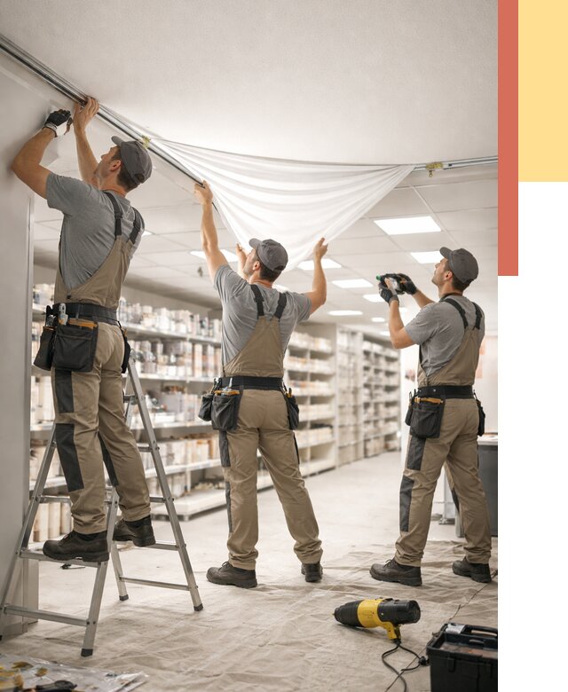 Монтаж натяжного потолка в магазине в Видном от 4658 руб. быстро и недорого | ОТДЕЛОЧНИК-Вдн
