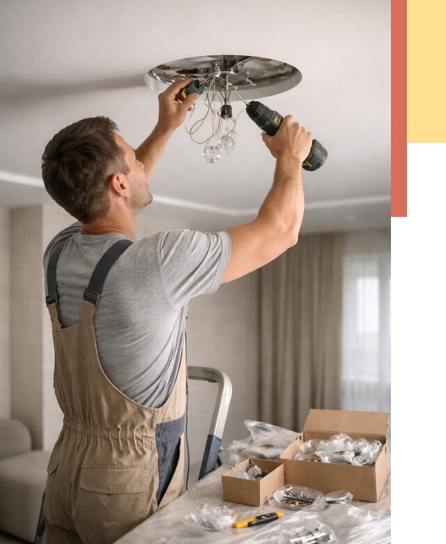 Установка люстры в натяжной потолок в Видном от 1242 руб. | Быстро и недорого — ОТДЕЛОЧНИК-Вдн