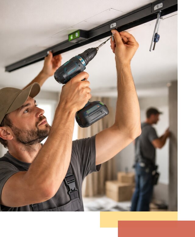 Установка трековых светильников в натяжной потолок в Видном