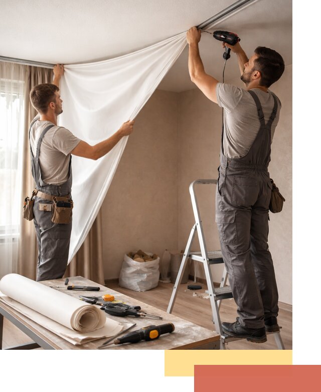 Замена полотна натяжного потолка в Видном быстро и качественно