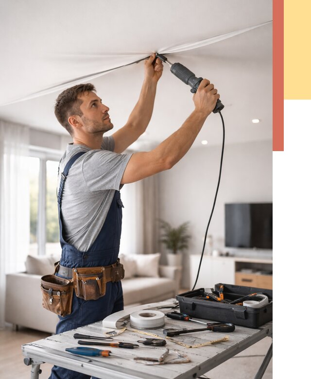 Ремонт натяжных потолков в Видном от 9833 руб. под ключ — ОТДЕЛОЧНИК-Вдн