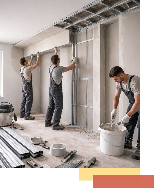 Монтаж потолка из гипсокартона с нишей в Видном