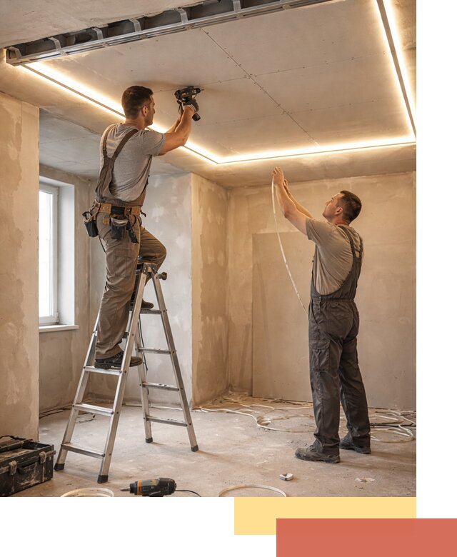 Потолок из гипсокартона с подсветкой в Видном