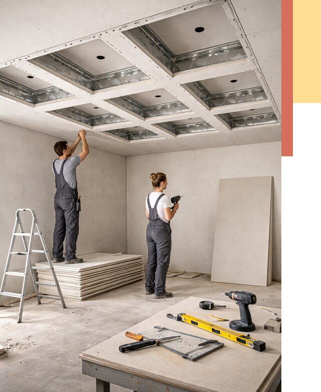 Кессонный потолок из гипсокартона в Видном от 1915 руб. — монтаж и под ключ | ОТДЕЛОЧНИК-Вдн