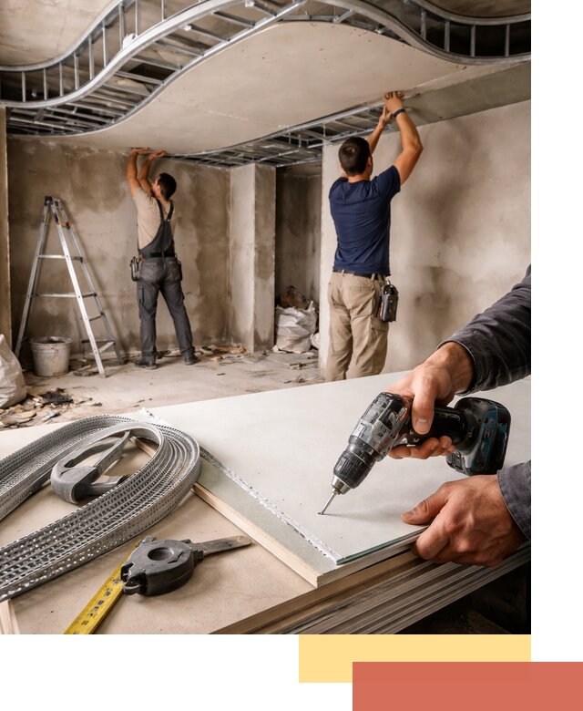 Криволинейный потолок из гипсокартона в Видном — монтаж и отделка