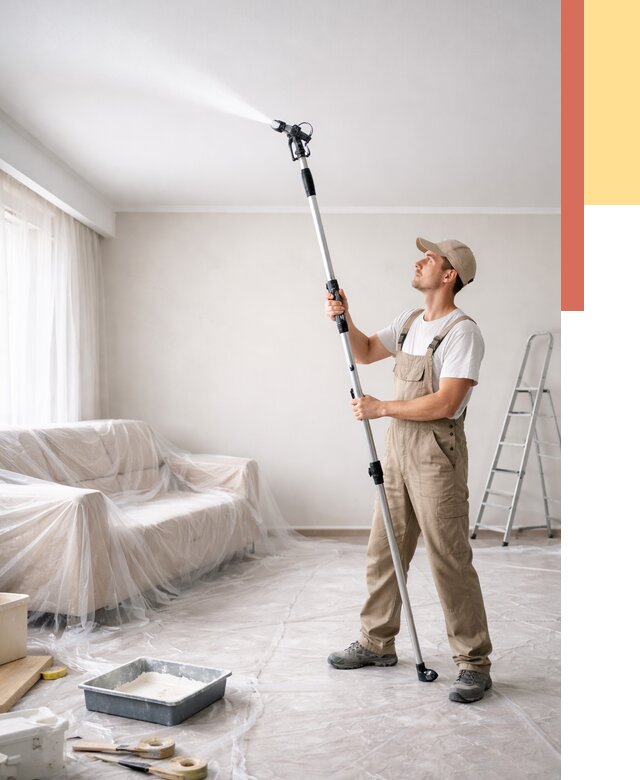 Покраска потолка краскопультом в Видном от 4658 руб. быстро и недорого | ОТДЕЛОЧНИК-Вдн